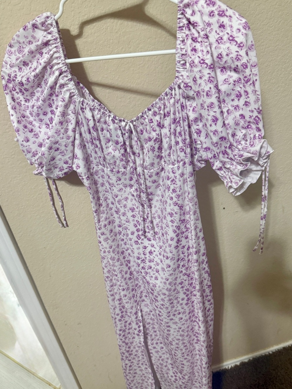 Cider Lavender Floral Puff Sleeve Dress